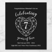 Zwart onyx 7e trouwdag edelsteen wijnlabels wijn etiket (Enkel label)