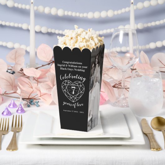 Zwart onyx 7e trouwdag twee foto's bedankdoosjes (Huwelijk)