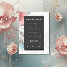 Zwart Onyx Bloemen Wildbloem roos Bruiloft Kaart