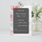 zwart onyx Floral roos bruiloft RSVP Response Kaar (Staand voorkant)