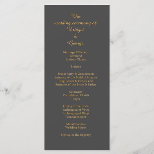 Zwart Onyx Modern  Deco bruiloft programma Programmakaart (Achterkant)