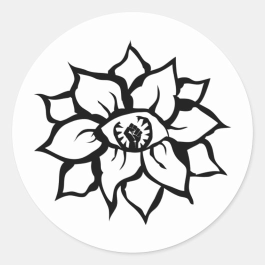 zwart oog van de bloem ronde sticker (Voorkant)