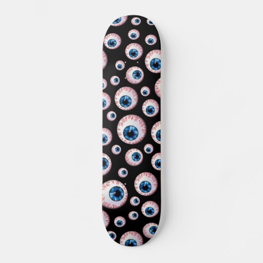 Zwart oogbolpatroon persoonlijk skateboard (Voorkant)