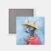 Zwart Oosters Korthaar Kat magneet (Voorkant / Achterkant)