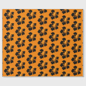 Zwart op Amber Hibiscus Cadeaupapier (Vlak)