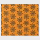 Zwart op Amber Sketchy Flowers Cadeaupapier (Vlak)