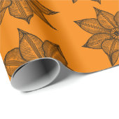 Zwart op Amber Sketchy Flowers Cadeaupapier (Rol Hoek)