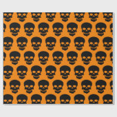 Zwart op Amber Skulls Cadeaupapier (Vlak)