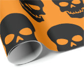 Zwart op Amber Skulls Cadeaupapier (Rol Hoek)