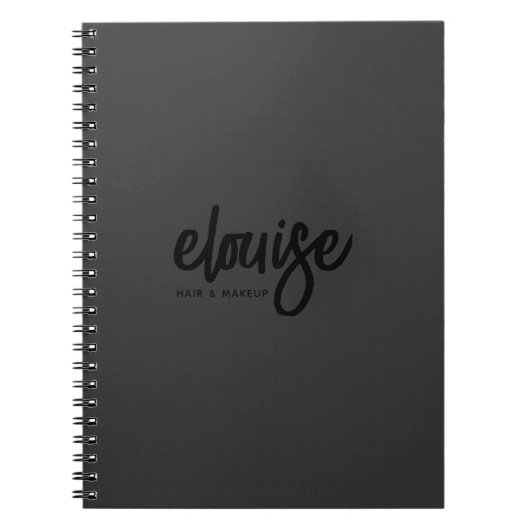 Zwart op Black Modern Brush Beauty Business Notitieboek (Voorkant)