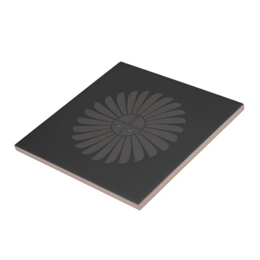 Zwart op Black Sun Tile Tegeltje (Zijkant)