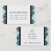 Zwart op Blue Damask Visitekaartje (Voorkant / Achterkant)