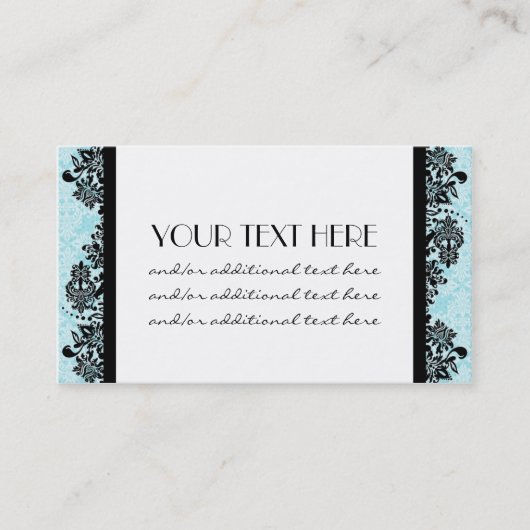Zwart op Blue Damask Visitekaartje (Voorkant)
