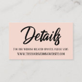 Zwart op Blush Sparen de Datum & het Detail Kaart  Visitekaartje (Achterkant)