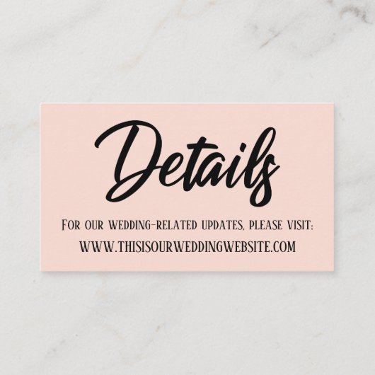 Zwart op Blush Sparen de Datum & het Detail Kaart  Visitekaartje (Achterkant)