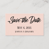 Zwart op Blush Sparen de Datum & het Detail Kaart  Visitekaartje (Voorkant)