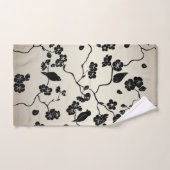 Zwart op Bronze Pattern Birds and Cherry Blossom Bad Handdoek (Handdoek)