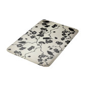 Zwart op Bronze Pattern Birds and Cherry Blossom Badmat (Gekanteld)