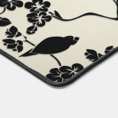 Zwart op Bronze Pattern Birds and Cherry Blossom Bureaumat (Hoek)