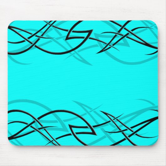 Zwart op Cyaan "Elegance" Mousepad Muismat (Voorkant)