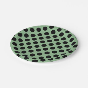 Zwart op Donker Zee Groen Grote Grootte Polka Dots Papieren Bordje