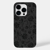 Zwart Op Donkergrijs Bloemen Damasks 2 Case-Mate iPhone Case (Achterkant)