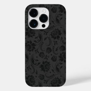 Zwart Op Donkergrijs Bloemen Damasks 2 Case-Mate iPhone Case