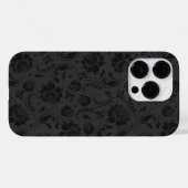 Zwart Op Donkergrijs Bloemen Damasks 2 Case-Mate iPhone Case (Achterkant (horizontaal))