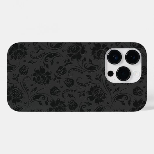 Zwart Op Donkergrijs  Bloemen Damasks 2 Case-Mate iPhone Case (Achterkant (horizontaal))