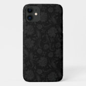 Zwart Op Donkergrijs Bloemen Damasks 2 Case-Mate iPhone Case (Achterkant)
