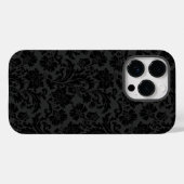 Zwart op donkergrijs damasks Case-Mate iPhone case (Achterkant (horizontaal))