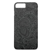 Zwart op Donkergrijs Retro Paisley Damasks Kant