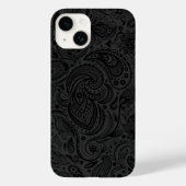 Zwart op Donkergrijs Retro Paisley Damasks Kant Case-Mate iPhone Case (Achterkant)