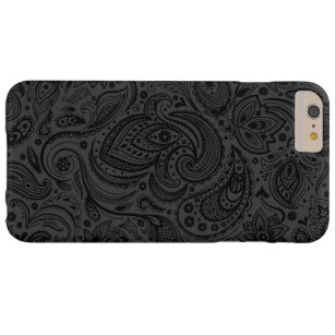 Zwart op Donkergrijs Retro Paisley Damasks Kant Barely There iPhone 6 Plus Hoesje