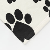 Zwart op gebroken wit hart Paw Print Fleece Deken (Hoek)