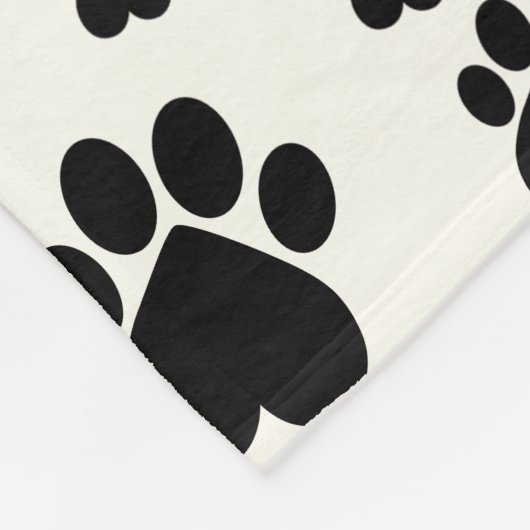 Zwart op gebroken wit hart Paw Print Fleece Deken (Hoek)