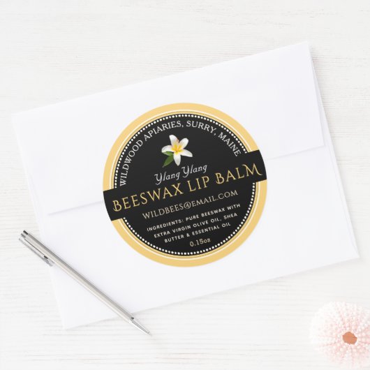 ZWART OP GELE bijenwas Lip Balm Label (Envelop)