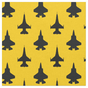 Zwart op Gele F16 en F35 Patroonstof Stof