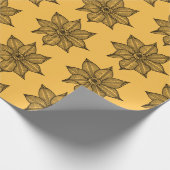 Zwart op gele ketchy Flowers Cadeaupapier (Hoek)