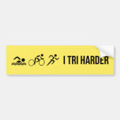 Zwart op gele triathlon bumpersticker (Voorkant)