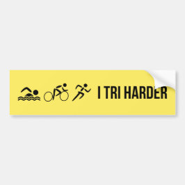 Zwart op gele triathlon bumpersticker