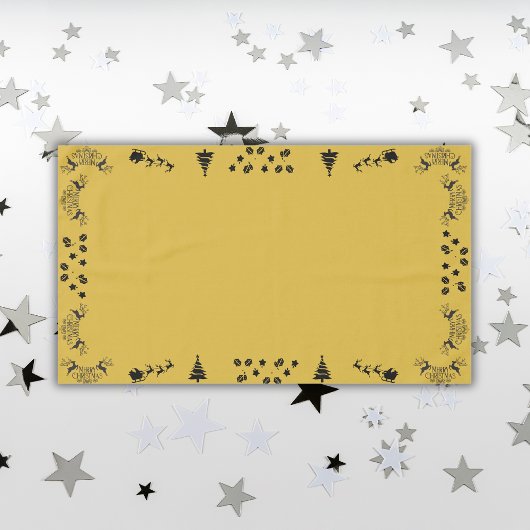 Zwart op Goud Vrolijk Kerstfeest | Groot Tafelkleed