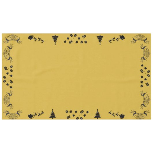 Zwart op Goud Vrolijk Kerstfeest | Groot Tafelkleed (Voorkant (Horizontaal))