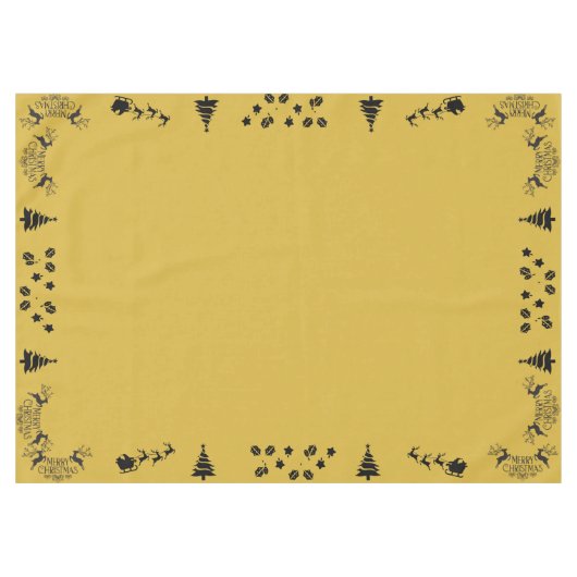 Zwart op Goud Vrolijk Kerstfeest | Middelgroot Tafelkleed (Voorkant (Horizontaal))
