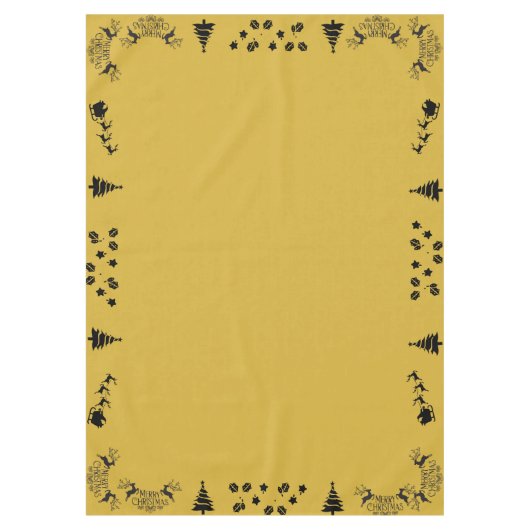 Zwart op Goud Vrolijk Kerstfeest | Middelgroot Tafelkleed (Voorkant)