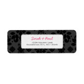 Zwart op grijs Floral Damask Return Address Label (Voorkant)