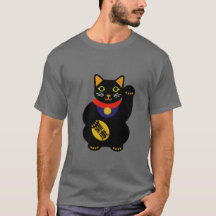 Zwart op grijs Lucky Cat Shirt