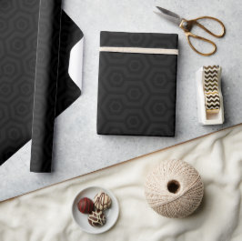 Zwart op grijs octagon geometrisch patroon cadeaupapier