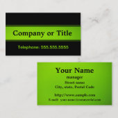 Zwart op groen voor zwart visitekaartje (Voorkant / Achterkant)