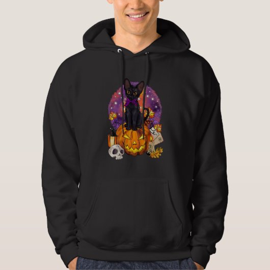 zwart op Halloween Hoodie (Voorkant)